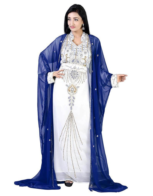 Women Blue Colored Embroidery worked Kaftan